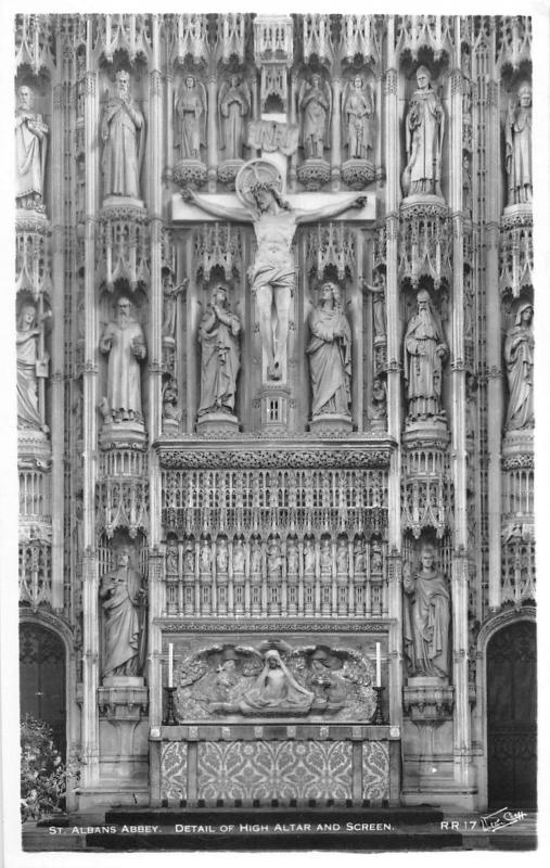 BR77326 st albans abbey detail of high altar and screen   real photo   uk