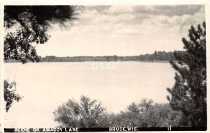 C26/ Bruce Wisconsin Wi Postcard Real Photo RPPC 1947 Scene on Amacoy Lake