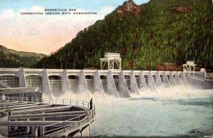 Washington The Bonneville Dam Connecting Oregon With Washington 1957