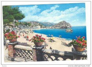 TAORMINA, Beach of Mazzaro seen from the Terrace of the Villa St. Andrea, Mes...