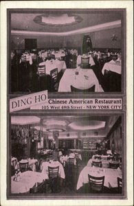 New York City Ding Ho Chinese Restaurant West 49th St. Old Postcard