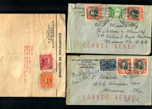 Lot3tu (3) Covers Chile 1930 OP Correo Aereo, Nicaragua OP 1935 Resello MIami Fl