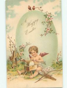 Pre-Linen Easter CUPID SHARPENS ARROW ON GRINDSTONE AB4037