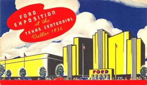 1936 Dallas Texas Centennial Ford Exposition Postcard