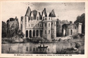 VINTAGE POSTCARD THE RUINS OF THE CHATEAU DE LA BRETECHE (1830) MISSILLAC FRANCE