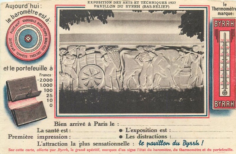 Postcard Paris Exposition des Artes et Techniques 1937 Pavillon du Byrrh