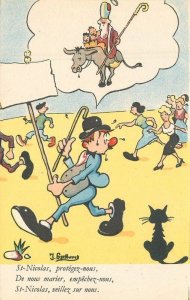 1950s Gschwind women chasing men Black Cat Comic Humor Postcard 22-6400