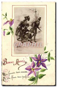 Vintage Postcard Fantasy (Has the hand drawing) Woman Flowers
