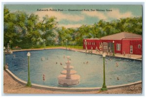 c1940's Ashworth Public Poo Greenwood Park Des Moines Iowa IA Unposted Postcard