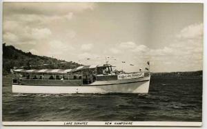 Sunapee Lake NH Sailing Motor Ship RPPC Postcard