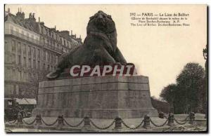 Old Postcard The Lion of Belfort Paris decorates the middle of the Place Denf...