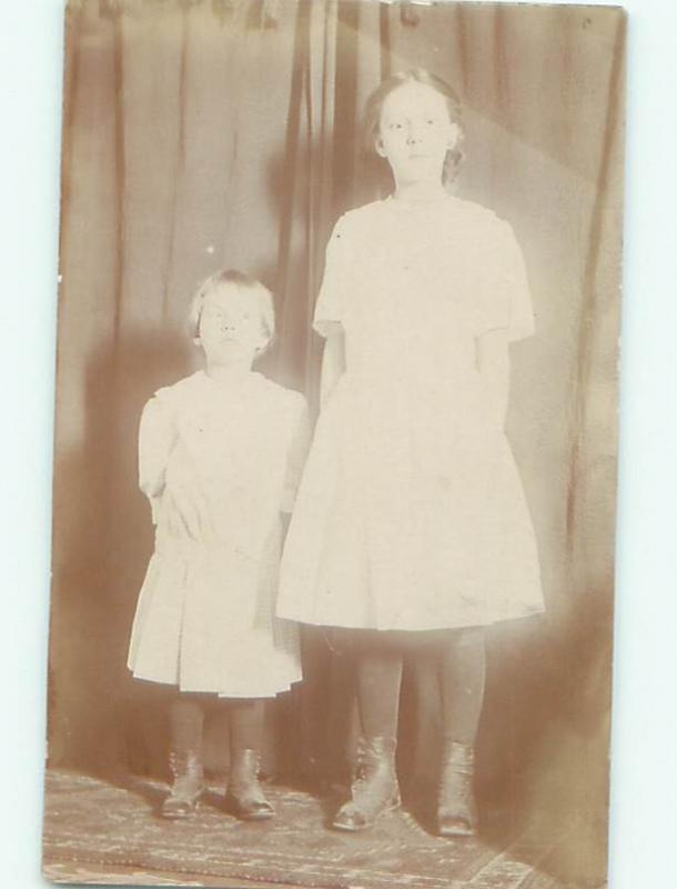 rppc Pre-1920's Fashion GIRL AND BOY BOTH WEARING BUTTON SHOES AC8363