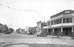 Shell Lake Wisconsin Main St Miller Beer Bowling Coke Sign Real Photo PC AA69135