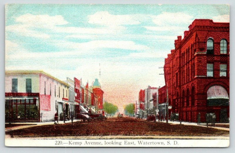 Watertown South Dakota~Kemp Avenue East~Downtown Shopping~Church Distance~c1910 