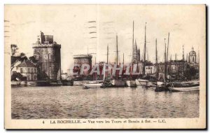 Old Postcard La Rochelle View to Tours and Boat Basin has Flot