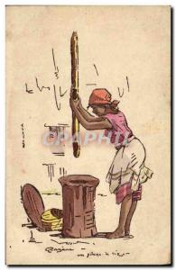 Postcard Old Negro Black Woman A rice hairy