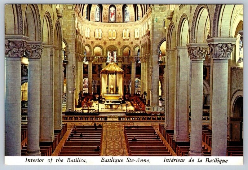 Interior Of The Basilica, Ste Anne de Beaupre Quebec Canada, Chrome Postcard