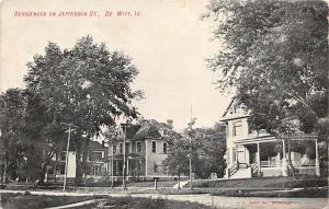 De Witt Iowa~Jefferson Street Residences~Nice Colonial Homes~c1910 B&W Postcard