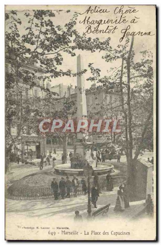 Old Postcard Marseille La Place Des Capucines