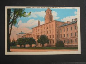 STOCKTON CA State Hospital FEMALE DEPT c1920 Postcard