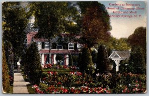 Saratoga Springs New York c1910 Postcard Gardens Inniscarra Chauncey Olcott Home