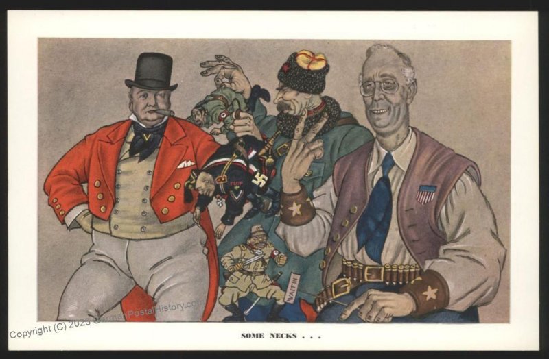 USA WWII Szyk Anti-Nazi Lg Format Propaganda Card Some Necks 110388