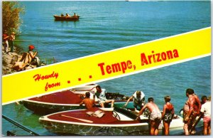 VINTAGE POSTCARD FISHING BOATING RECREATION AT TEMPE ARIZONA c. 1960s