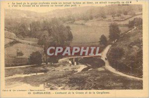 Old Postcard Gargilesse confluence of the Creuse and Gargilesse