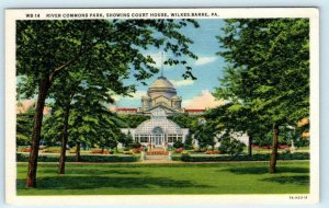 WILKES-BARRE, Pennsylvania PA ~ River Commons Park COURT HOUSE c1940s Postcard