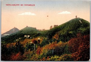 Trifels Gruppe Bei Annweiler Germany Medieval Castle on Top Of Mountain Postcard