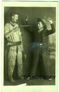RPPC, 2 Men Playing Cowboy (Real Guns)