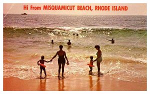 Postcard BEACH SCENE Misquamicut Rhode Island RI AQ1533