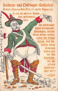 Advertising 1913 Sachsen - Thueringer Volksfest Man Dog Dachshund postcard C358