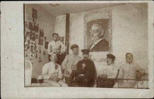 Otto Von Bismarck Poster German Soldiers Room Interior c1915 Real Photo Postcard