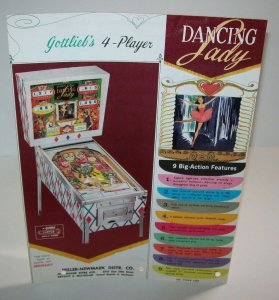 Dancing Lady Pinball FLYER Original 1967 Game Art Sheet Ballerina Dance Retro