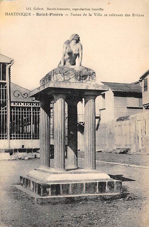 Statue de la Ville se relevant des Ruines Saint Pierre Martinique Unused 