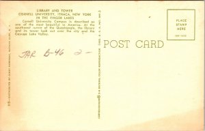 Cornell University Campus Library & Tower Ithaca New York Chrome Postcard 