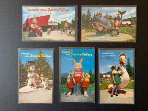 LOT - 5 Vintage Postcards - Holiday Christmas - Santa's Village L2307141546