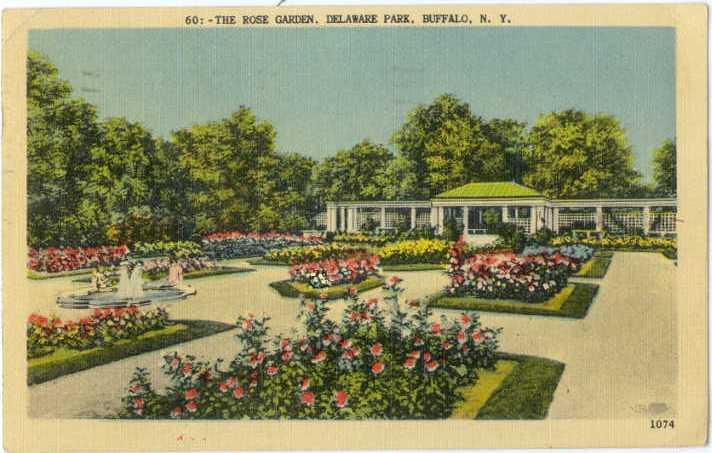 Linen of The Rose Garden Delaware Park Buffalo NY 1948