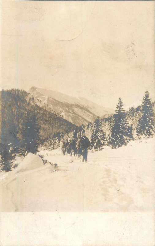 Military instant snapshot real photo postcard Austria winter scenbc landscape