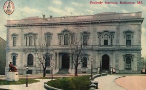 Vintage Postcard 1913 Peabody Institute Baltimore Maryland I. & M. Ottenheimer