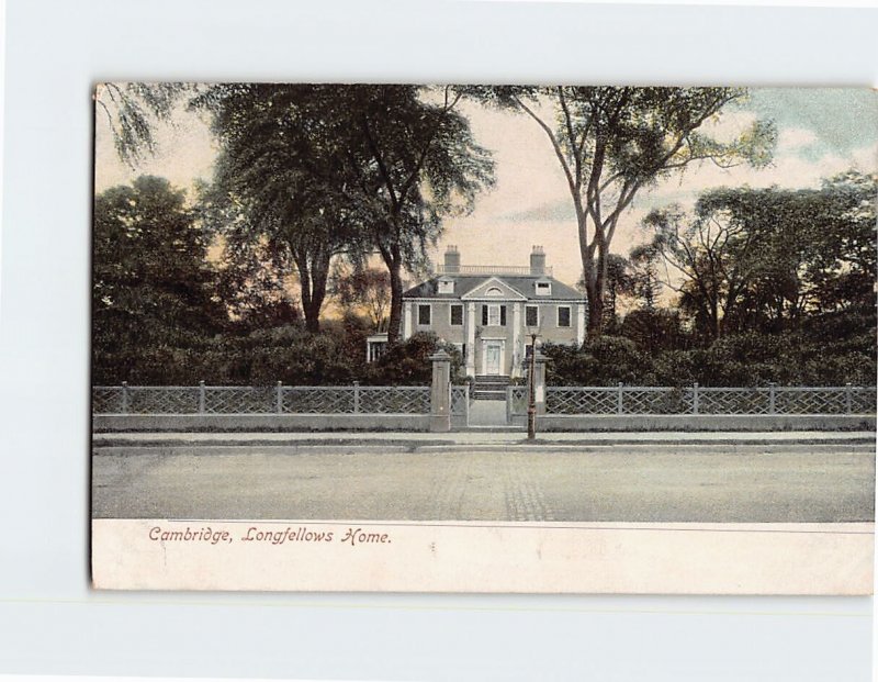 Postcard Longfellow's Home, Cambridge, Massachusetts