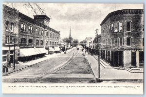 c1910's Main Street Looking East From Putnam House Bennington Vermont Postcard