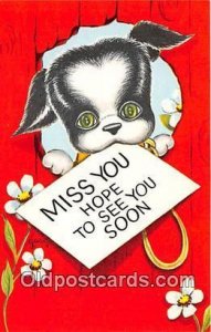 Miss You USA Dog, Canine Postcard