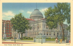 South Bend Indiana Court House Linen Postcard Unused