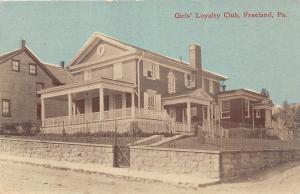 D63/ Freeland Pennsylvania Pa Postcard c1910 Girls' Loyalty Club Building