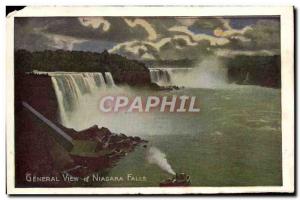 Old Postcard General View Of Niagara Falls Boat