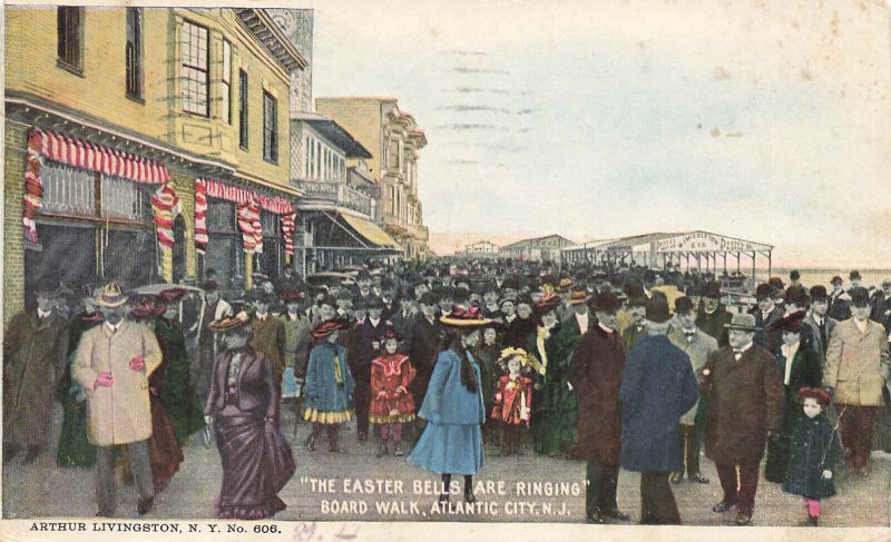 Atlantic City NJ The Easter Bells Are Ringing The Boardwalk 1905 Postcard