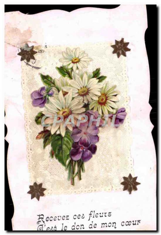 Old Postcard Fantasy Flowers Embroidery