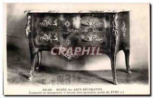 Old Postcard Musee des Arts Decoratifs commode Marquetry and gilt bronze